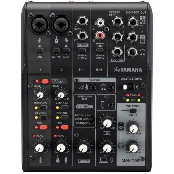 Main product image for Yamaha AG06MK2 B 6-Channel Mixer/USB Interface for iOS/Mac/PC Black241-7122